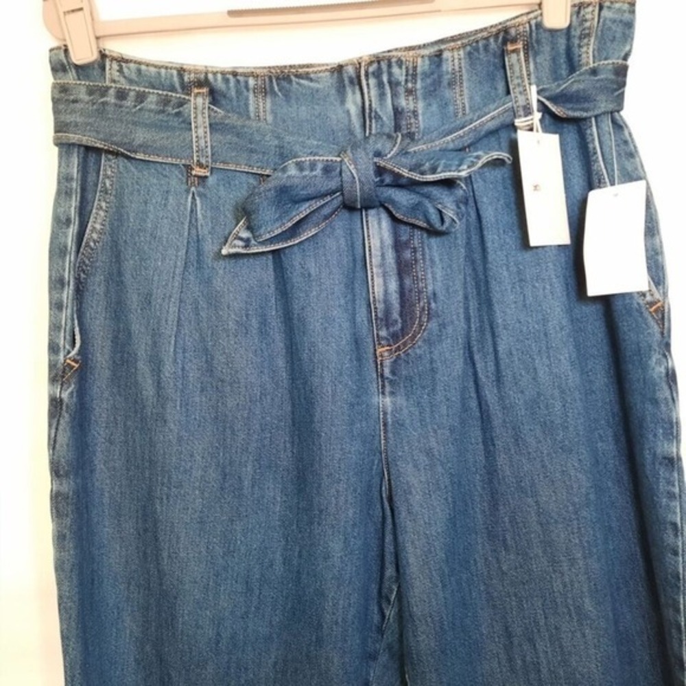 Good American Jeans 12 Paper‎ Bag Belt Cinched Ankle Curvy Pleated Preppy Casual - Picture 2 of 12
